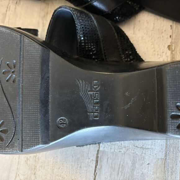 Dansko Jessie Black Leather Slip-On Platform Sandals Womens Size 42 (US 11.5) - Picture 5 of 10